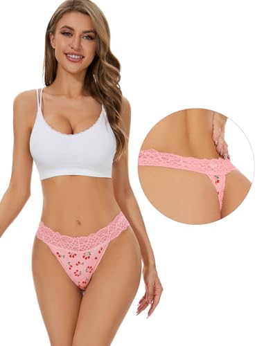 VOENXE Spitze String Tanga Damen Unterhosen,Nahtlos Unterwäsche Frauen Mehrpack,Seamless Invisible Lace Slip Panty,Ohne Naht Komfortabel Unterhose Underwear,No Show Women Atmungsaktiv Thong,5 Pack Set 6