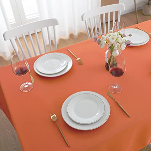 Image of FOLINS&HOME Orange Rectangle Tablecloth 54 x 78 Inch Waterproof Table Cloth
