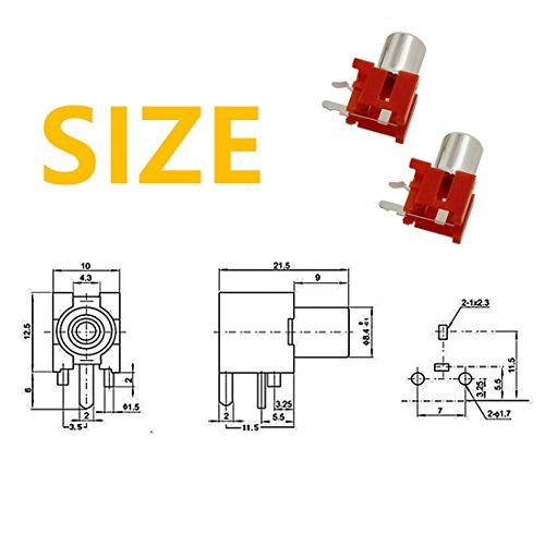 10 Piezas Conector RCA Hembra para PCB Rojo miniatura 2