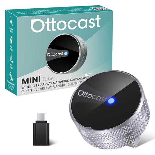 【公式】Ottocast Mini Tube オットキャスト ワイヤレスCarPlay/Android auto アダプター ２回目自動接続可 iPhone・Android Auto両対応 2台スマホ接続可 siri/Googleマップ/Spotify/LINE音声など実現 純正操作 コンパクトサイズ 技適認証取得済み 純正有線CarPlay/Android auto搭載車適合