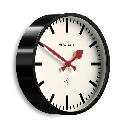 NEWGATE® Luggage Horloge Murale | Horloge de Gare Moderne en métal rétro | 30cm | Boîtier en métal Profond Noir | Style Vintage Contemporain pour Cuisine,...