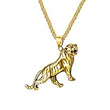 PAMTIER Collana Uomini Acciaio Inossidabile Collane Implicazione Personalizzata avanti con Il Vigore e la Vitalità della Tigre Oro