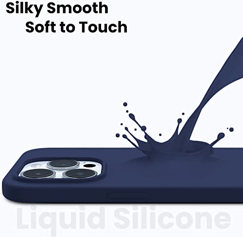 Image of DIZORO Microfiber Candy Case Compatible for iPhone 14 PRO MAX, Shockproof Slim Back Cover Liquid Silicone Case (Navy Blue)