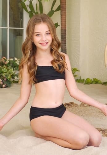 Image of Zando Girls Swimsuit Two Piece - Adjustable Strap Bathing Suit Solid Color Bikini Sets for Teens Girl Beach Swimwear