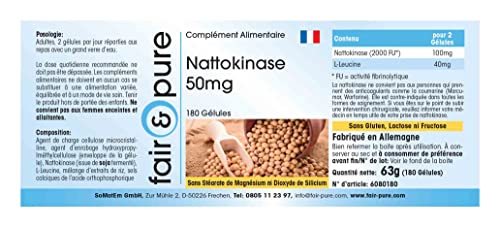 Fair & Pure® - Nattokinase Kapseln 50mg - 180 Kapseln - 2000 FU pro Tagesverzehr - vegan - ohne Magnesiumstearat – Bild 5