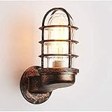 Diseño industrial retro: diseño clásico de aplique náutico con pintura de cobre negro/antiguo de hierro forjado y pantalla de vidrio resistente al agua. Aporta un ambiente industrial retro a su habitación o jardín.