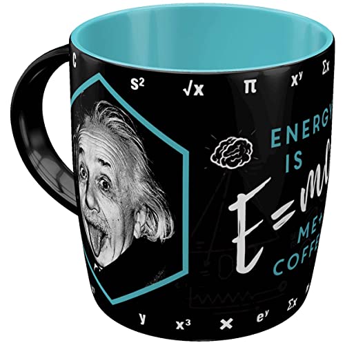 Nostalgic-Art Retro Kaffee-Becher, 330 ml, Einstein – Energy = Me + Coffee – Geschenk-Idee für Studenten, Original Lizenzprodukt (OLP), Keramik-Tasse, Vintage Design