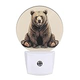 EKOBLA Cabin Bear Night Lights Plug into Wall Lovely Brown Bear Animal Wild Life Hunter Night Light Led Plug-in Nightlights Dusk to Dawn Sensor for Men Women Boys Girls