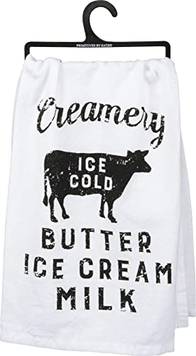 Primitives by Kathy Creamery Ice Cold Butter Ice Cream Milk Cotton Kitchen Towel -28-in