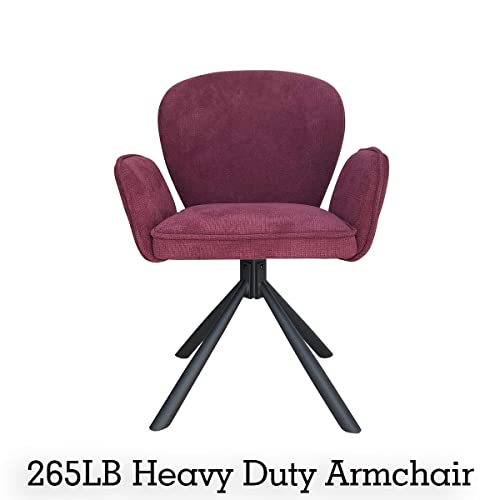 Living Room 360° Swivel Leisure Accent Vanity Chairs Kitchen Dining Office Computer Executive Armchairs Soft Pad Cotton Upholstery Trendy & Retro Style Medium Size 260Lbs Capacity (Dark Red) #TOP3