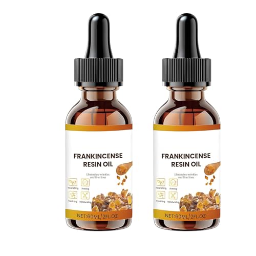 Olio viso in resina di incenso biologico, olio di incenso per la pelle, siero nutriente anti-invecchiamento, idratazione profonda per viso e corpo, riduce rughe e linee sottili, lenisce e (2PCS)