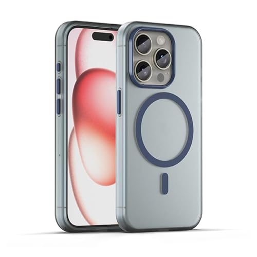 Étui mince iPhone 13 Pro Max bleu silicone charge magnétique