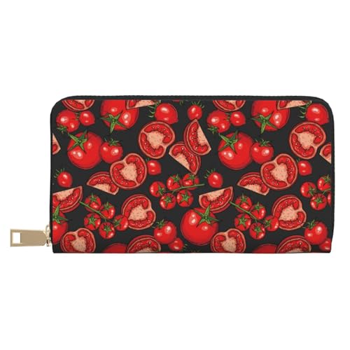 Portefeuille fin en cuir homme femme fermeture éclair cartes tomates mince