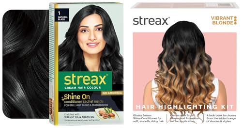 Streax Permanent Hair Colour, 100% Grey coverage Hair Colour Highlight Kit | Blonde Hair Colour, Vibrant Blonde – Pack of 1