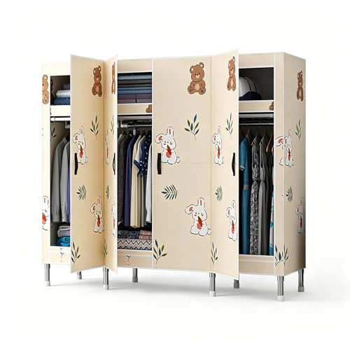 Almarios Dormitorios Tela Grandes con Puertas Gran Capacidad Armario Portátil para Ropa with Hanging Rod para Dormitorios y Apartamentos(Beige)