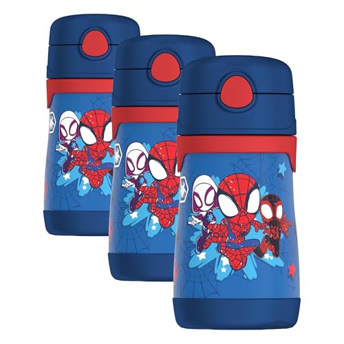 Image of THERMOS Vacuum Insulated Stainless Steel 10oz Straw Bottle, Spidey and His Amazing (Pack of 3)
