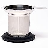 August Uncommon Tea Infuser – 18/8 Stainless Steel Mesh Tea Strainer with Silicone Lid – Extra Fine BPA Free Loose Leaf Tea Filter – Fits Most Mugs and Teapots (L 4.25" x W 4.125" x H 3.5)