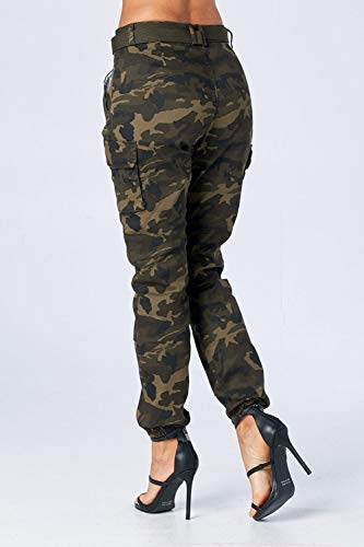 Love Moda Women's Trendy Slim Fit Belted Cargo Pants With Stretchy Spandex #TOP3