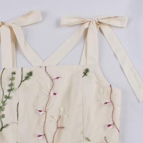Image of Women's Tie Strap Tulle Prom Dresses Sweetheart Flower Embroidery Dress Short Formal Party Mini Homecoming Dresses
