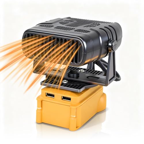 Elprico Battery Powered Space Heater for Dewalt 200W Portable Cordless Heater with 2 Temp Settings and USB Charging Ports for Dewalt 20V 60V Li Ion Battery 206 208