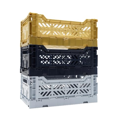 Boîte de rangement pliable avec poignée – Caisses empilables pour organisation de la maison (bleu-doré, bleu marine, 4 L)