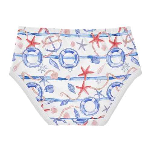 Joisal Toddler Underwear Floral 2t Cotton Girl Panties Cute Fun Print Underpants Briefs Nautical Red Starfish Blue2