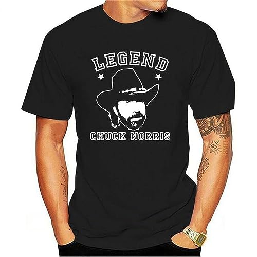 T-shirt Chuck Norris noir en coton retro pour fan de film art martial style geek vintage un
