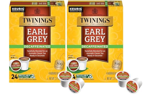 Twinings of London Naturally Decaffeinated Earl Grey Tea 24-Count K-Cups (Pack of 2)