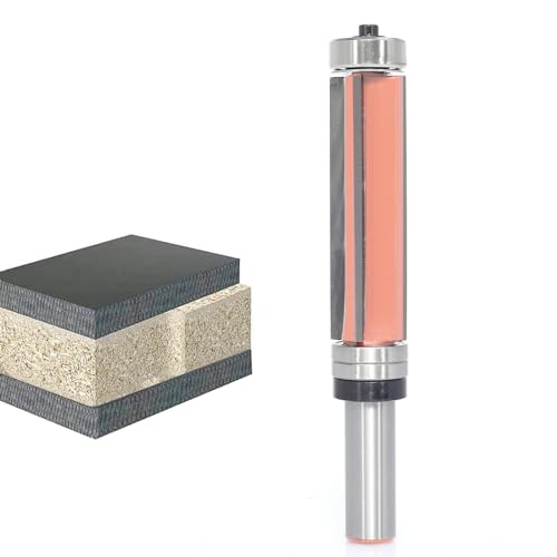 Akylin Flush Trim Router Bits 1/2 Inch Shank,Extra Long 2.5 Inch CL, 4 Flute,Top and Bottom Bearing Template Router Bits,for Trimming Laminate Counter Tops and Doing Pattern Work