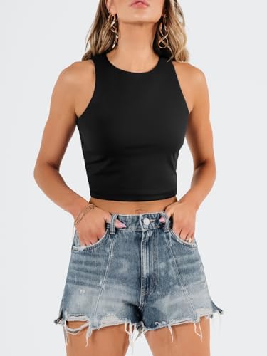 Image of EFAN Womens Sexy Sleeveless Double Lined Crop Tops Workout Cute Tight Racerback Tank Tops Summer Clothes Teen Girls 2025