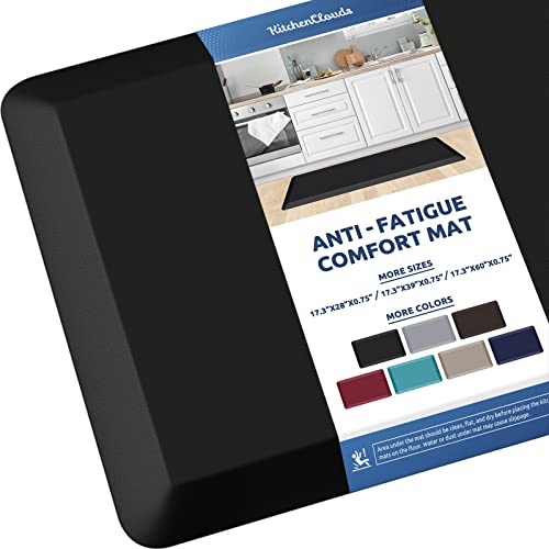 Image of KitchenClouds Kitchen Mat Cushioned Anti Fatigue Kitchen Rug Non Slip Standing Mat Comfort Floor Mats for Sink Office (17.3 inchx39 inch- 0.8inch,Black)