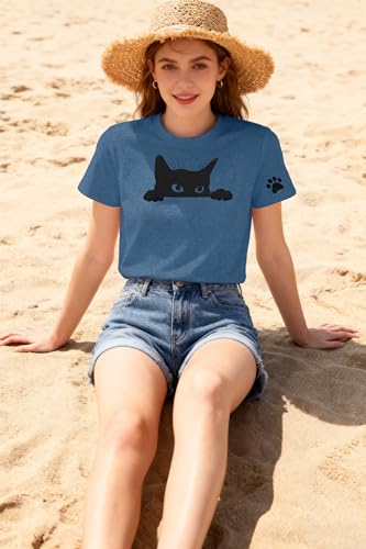 Image of JINTING Cat Shirts for Women - Loose Fit Lightweight Short Sleeve Graphic Tee