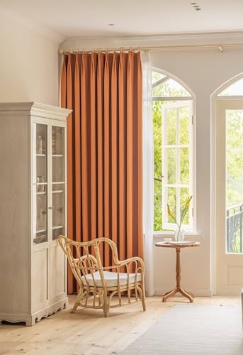 Mesnt 52 x 84 Blackout Curtains, 52W x 84L Pencil Pleat Orange Thermal Insulated Room Darkening Curtains for Bedroom Living Room - Image 3