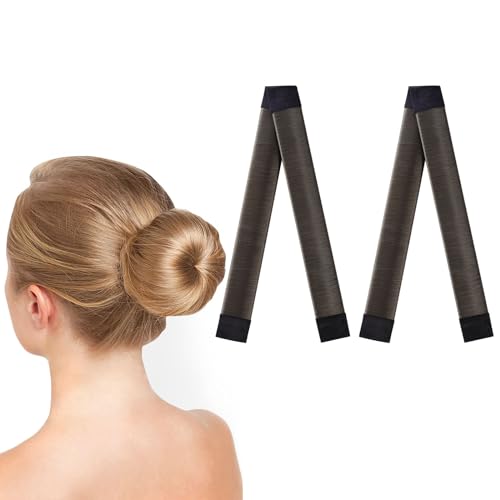 URAQT Easy Donut Bun Maker do włosów, 2 szt. Easy Donut Bun Maker do włosów, francuski Twist Fold Wrap Snap Band do samodzielnego wykonania stylizacji włosów, balet, zręczny kok, akcesoria do