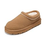 PATPAT Unisex Boys Girls Slippers Size 2 Chestnut Fuzzy Platform Slippers House Shoes For Boys Platform Clogs Slip On Fleece Lining Indoor/Outdoor Winter Shoes Ultra Lightweight Warm Cozy Sandals