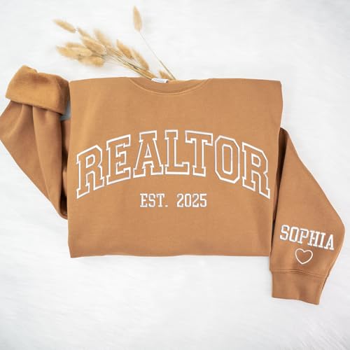 UrbanNEST Custom Realtor Embroidered Sweatshirt – Personalized Real Estate Agent Crewneck With Name, Realtor Gift Apparel, Embroidered Real Estate Shirts for Women & Men3