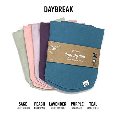Kishu Baby Indi Gots Organic Infinity Scarf Bib Set - 4-Way Reversible, 8 Layer Muslin Drool Bibs (Daybreak) #TOP5