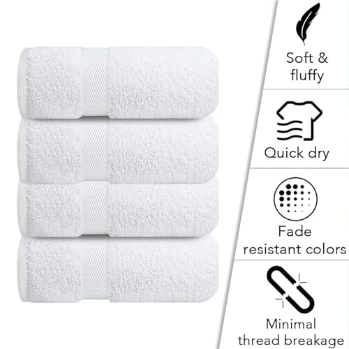 Image of Sulfar 100% Combed Cotton, Quick Drying Highly Absorbent, Luxury Hand Towel Set (Pack of 4, 40 X 70 cm) White
