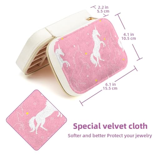 Estuche de joyería rosa de unicornio ideal para regalar en cumpleaños y fechas especiales 6