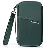 SEPWIK Reisepass-Brieftasche, RFID-Familienpasshülle mit Handschlaufe, wasserdichter Reisedokumenten-Organizer für Kreditkarte, Bordkarte, Ausweis, Geld, Flugtickets Scandihome Serie, grün