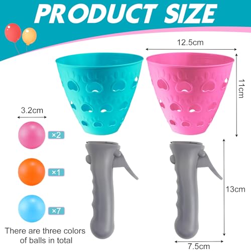 LIVESTN Fangballspiel, Fangbecher Ballspiel mit 2 Fangbechern und 10 Bällen, Fang den Ball Wurfspiel, Outdoor Spiele für Kinder, Für Garten, Park oder Strand, Outdoor Fun Party Game Spielzeug (B)