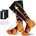 Beheizbare Socken, Dicke Heizsocken mit 2×5000mAh 5V Akku, 4 Stufen Heizung Elastisch Beheizte Socken 360° Fußwärmer, Waschbare Beheizbare Socken Damen Herren 36-46 für Ski Camping Arbeit im Freien