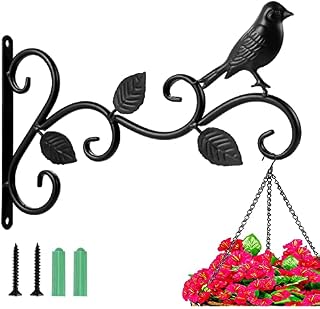Hanging Basket Brackets,Plant Hooks 1 Pcs/2 Pcs Hanging Basket Hooks Outdoor Metal Garden Hanging Hook Wall Plant Hanger Brackets for Hanging Plants Lanterns Bird Feeders Fence (1)