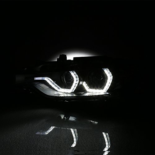 AKKON - For BMW F30 3-Series 4 Doors Sedan Black Bezel Factory Halogen Type Dual U-LED Ring Projector Headlights - Image 6
