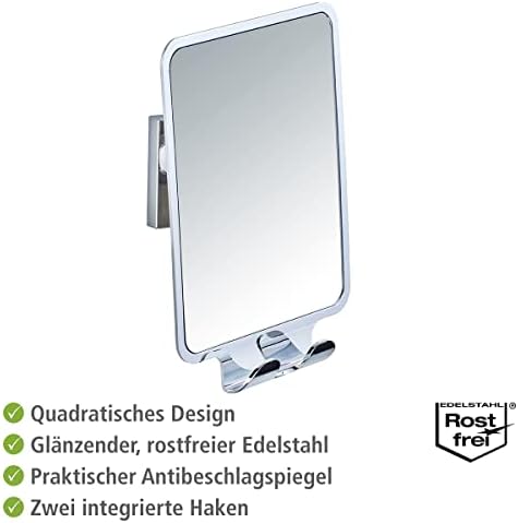 Wenko "Quadro" Wall Mirror with Vacuum-Loc, Silver