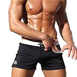  Tomwell Maillot de Bain pour Homme Trunks Boxer Shorts Pantalon Court de Sport Plage Loisir Cordon de Serrage Ajustable Pants Séchage Rapide Plage de Surf Shorts Boxers Slip Noir M