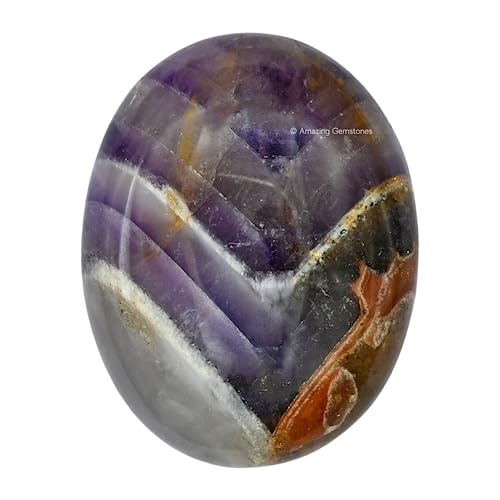 Image of Amazing Gemstone Amethyst Chevron Crystals and Healing Stones - Large Palm Stone Crystals Piedra - Crystal for Good Luck, Positive Energy, Meditation - Unique Stocking Stuffers, Gifts for Women, Men