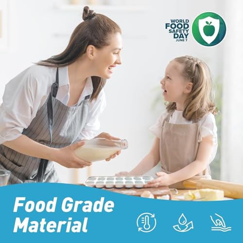 image for ChefAide Ice Cube Tray with Lid, 2 Packs 28 Cubes Durable Stackable Ic