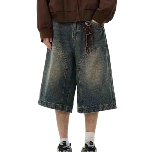 Ethbox Y2K Loose Jeans Men's Shorts Casual Loose Hip-hop
