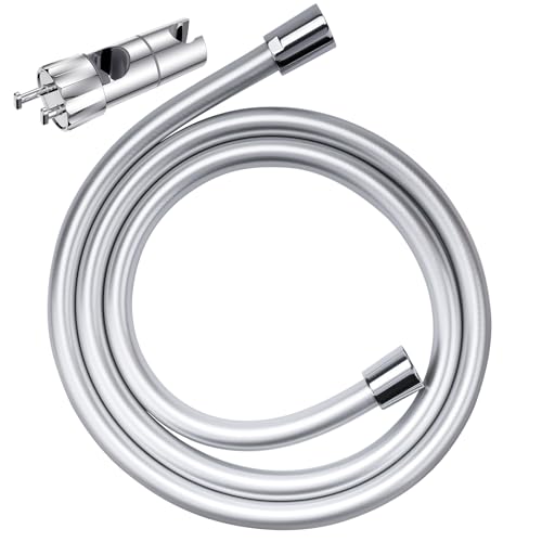 YEAUPE Support de pommeau de douche universel avec tuyau de douche de 1,6 m - Réglable - Avec 2 crochets pour barre de douche de 19 à 28 mm - Rotation à 360° - Chromé